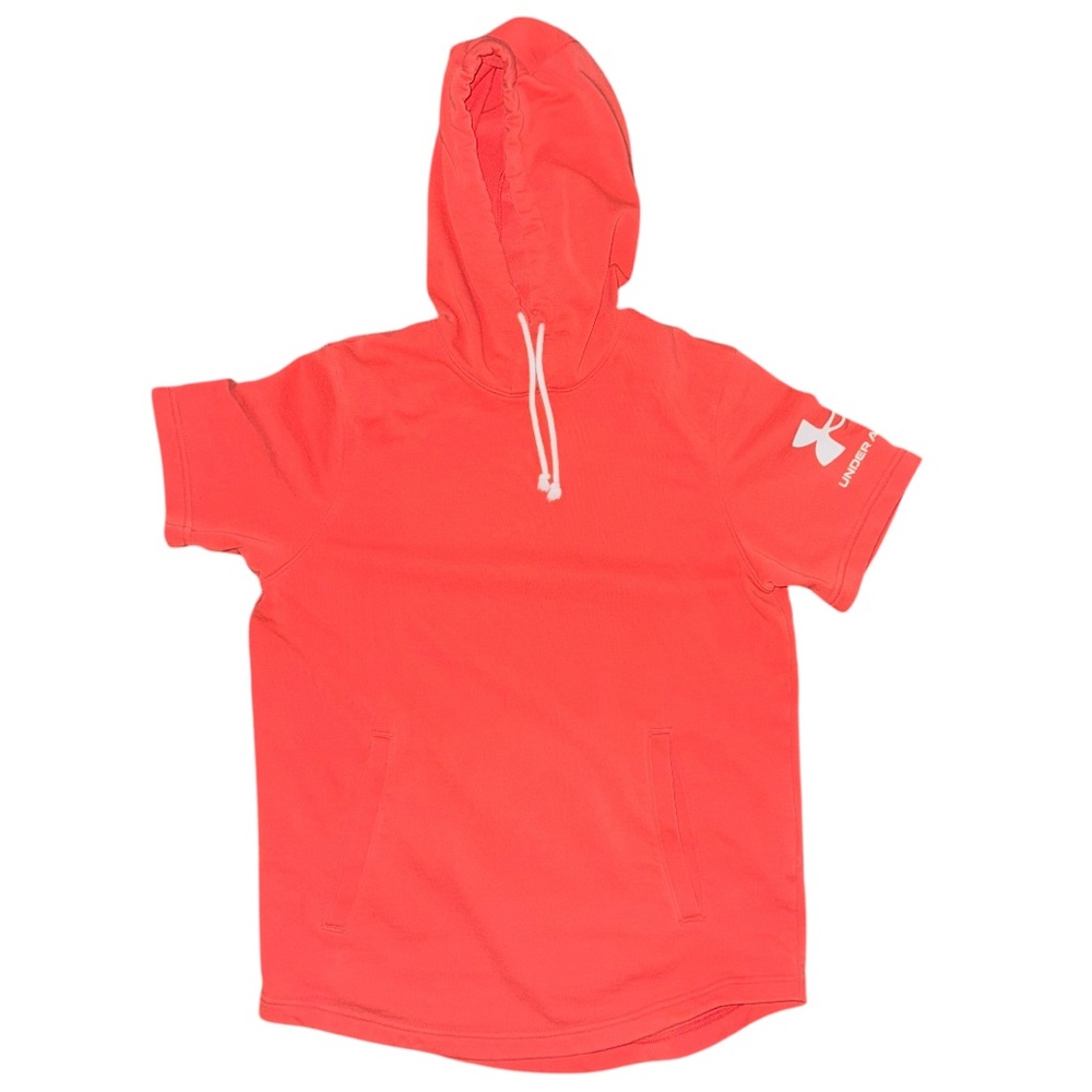 Under Armour mens coral red short sleeve hoodie